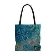 Canvas Tote Bag - Vibrant Blue Art Design with Butterflies