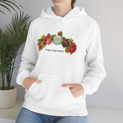 Fall Floral Design  - Hoodie Heavy Blend Hooded Sweatshirt with wording - living every moment